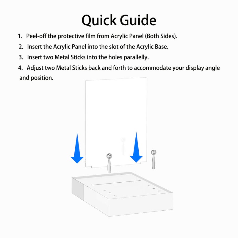 UoYeet Acrylic Easel Display Stand with Adjustable Silver-Toned Hardware for Pictures, Crystal Clear Acrylic Stand with Floating Appearance for Cookbook, Invitation and Plates - Image 5