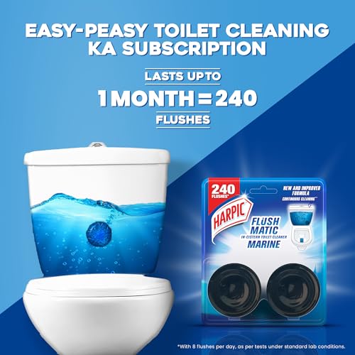 Harpic Flushmatic In-Cistern Toilet Cleaner Blocks, Marine - 50 g (Pack of 2) | Lasts Upto 240 Flushes - Image 2
