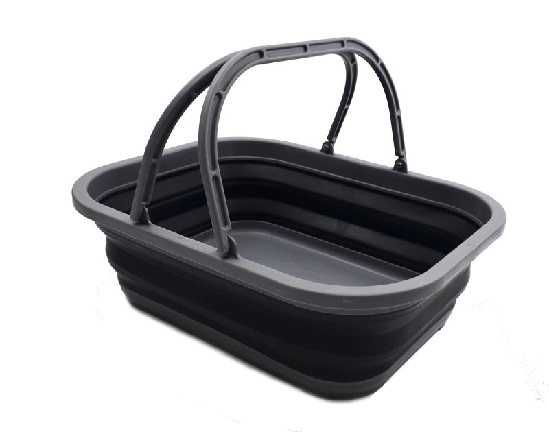 SAMMART SAMMART 12L 317 Gallon Collapsible Tub with Handle  Portable Outdoor Picnic BasketCrate  Foldable Shopping Bag  Space Saving Storage Container 1 GreyBlack 