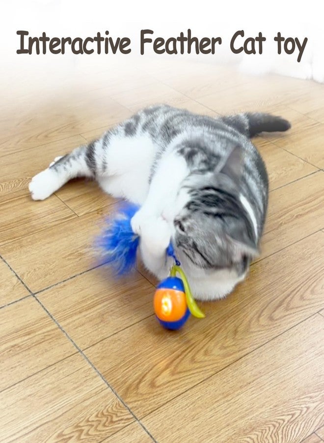 Migipaws 2-in-1 Interactive Cat Toy Ball – Paw Friendly Kicking Chasing Ball with Bonus Fluffy Tail for Indoor Cats Random Rolling Auto Escape Corners Tangle-Free Quiet USB Rechargeable (Blue) - Image 3