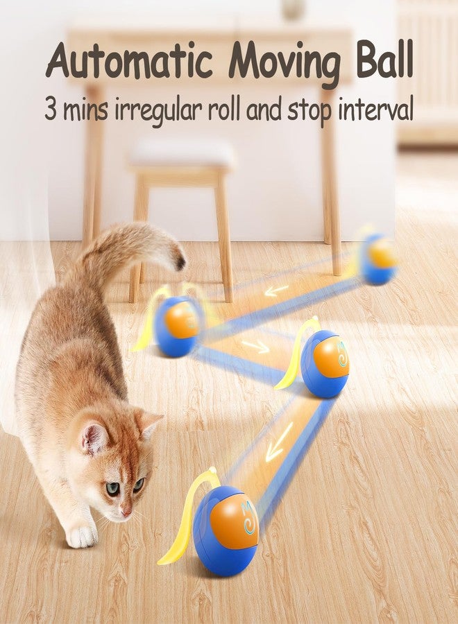 Migipaws 2-in-1 Interactive Cat Toy Ball – Paw Friendly Kicking Chasing Ball with Bonus Fluffy Tail for Indoor Cats Random Rolling Auto Escape Corners Tangle-Free Quiet USB Rechargeable (Blue) - Image 2