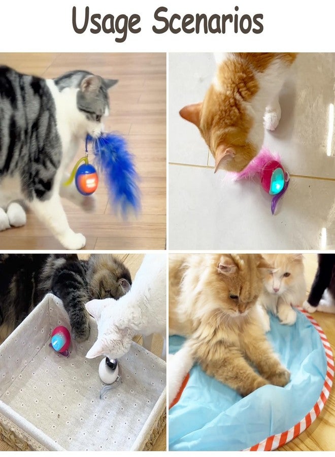 Migipaws 2-in-1 Interactive Cat Toy Ball – Paw Friendly Kicking Chasing Ball with Bonus Fluffy Tail for Indoor Cats Random Rolling Auto Escape Corners Tangle-Free Quiet USB Rechargeable (Blue) - Image 4