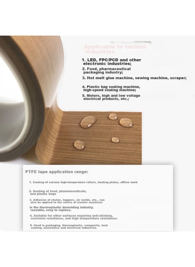Oumai Teflon Heat-resistant Tape, Teflon Insulation Tape, High Temperature Resistant Up To 300 Degrees, Specially Designed For Sealing Machines, Teflon 25mm*10m, 1 Roll - Image 3