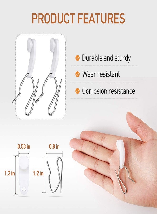 Patelai 160 Pieces Metal Curtain Hooks and Traverse Rod Slides, Drapery Hook Pins and White Plastic Snap-in Traversing Rod Slides Window Door Shower Curtain Accessories - Image 2