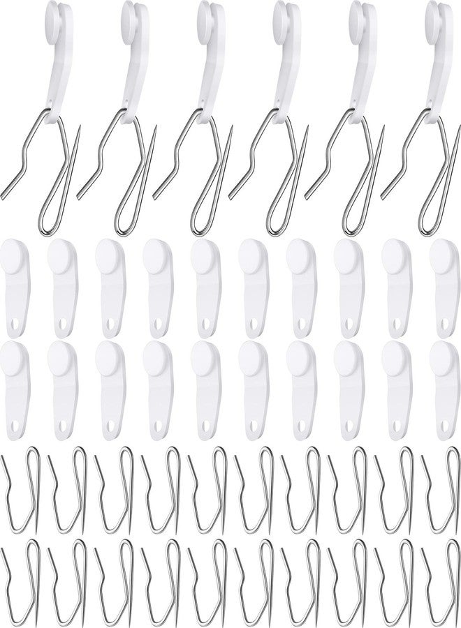 Patelai 160 Pieces Metal Curtain Hooks and Traverse Rod Slides, Drapery Hook Pins and White Plastic Snap-in Traversing Rod Slides Window Door Shower Curtain Accessories - Image 1