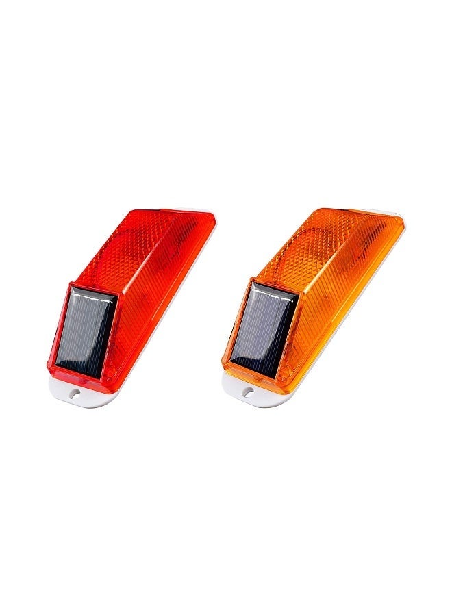 MUNTAQI 2Pcs Car Alarm Light Solar Strobe Warning Light Sensitive Emergency LED Flashing Lamp Super Bright IP54 Waterproof Wireless Light Control Beacon Barricade Construction Safety Road