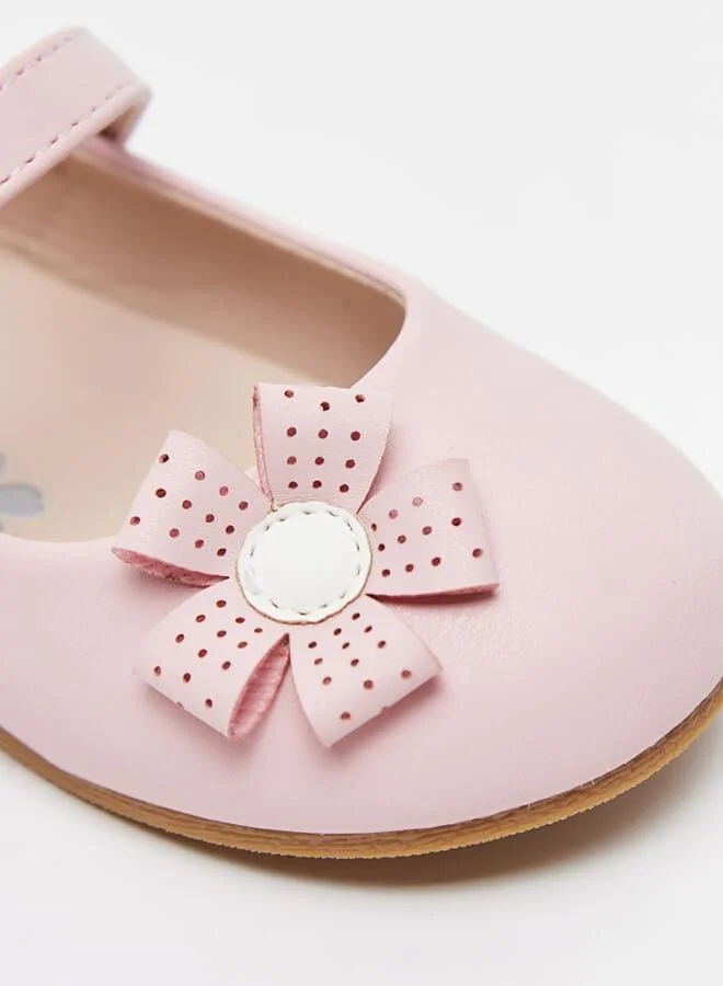 shoexpress Mary Jane Shoes With Flower Accent And Hook And Loop Closure
