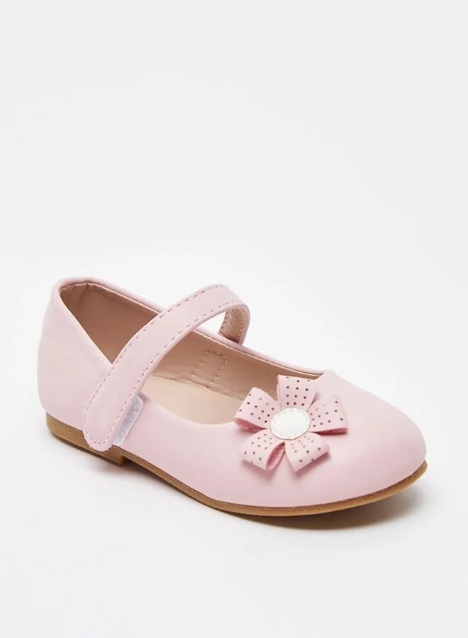 shoexpress Mary Jane Shoes With Flower Accent And Hook And Loop Closure