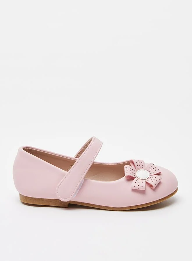 shoexpress Mary Jane Shoes With Flower Accent And Hook And Loop Closure