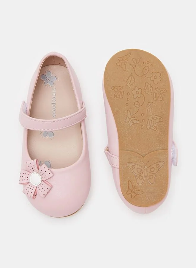 shoexpress Mary Jane Shoes With Flower Accent And Hook And Loop Closure