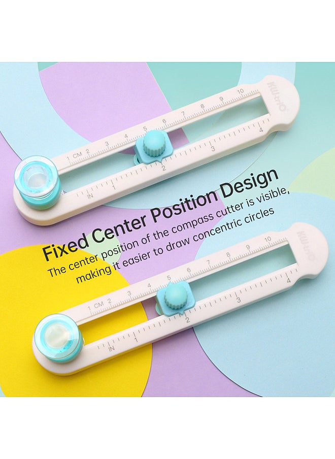 Kw-trio - Circle Cutter 360-Degree Handmade Rotation Compass Adjustable Circle Diameter DIY Card Paper Cutting Tool with Visible Center Position and Clear Scale with Blade Cover Ideal - Image 1