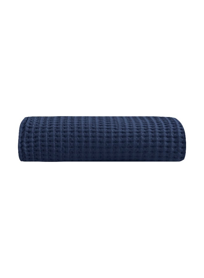 Relax Egyptian cotton Waffle throw blanket,ultra-soft & lightweight with an elegant woven design ,king size 255x225 cm ,Navy Blue Color - Image 5