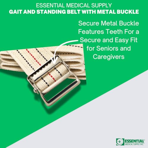 Essential Medical Supply حزام المشي والوقوف من مزيج القطن للإمدادات الطبية الأساسية مع مشبك معدني آمن، بطول 54 بوصة - مثالي لكبار السن والمرضى الذين يحتاجون إلى مساعدة في النقل - Image 4