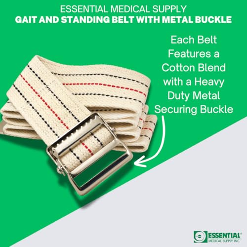 Essential Medical Supply حزام المشي والوقوف من مزيج القطن للإمدادات الطبية الأساسية مع مشبك معدني آمن، بطول 54 بوصة - مثالي لكبار السن والمرضى الذين يحتاجون إلى مساعدة في النقل - Image 2