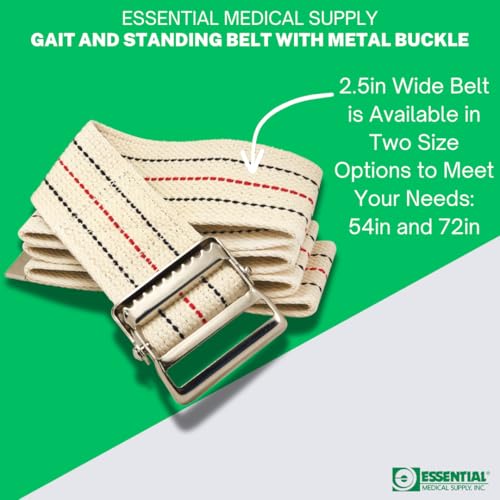 Essential Medical Supply حزام المشي والوقوف من مزيج القطن للإمدادات الطبية الأساسية مع مشبك معدني آمن، بطول 54 بوصة - مثالي لكبار السن والمرضى الذين يحتاجون إلى مساعدة في النقل - Image 3