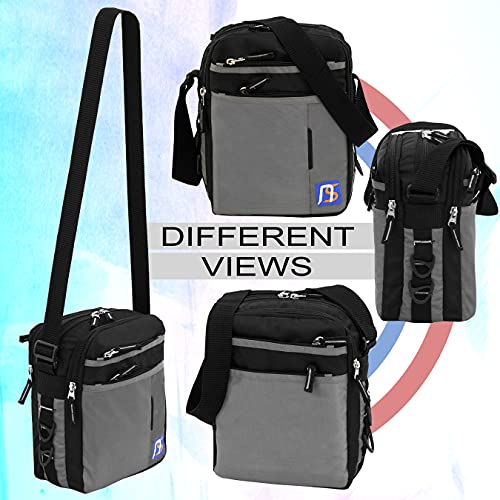 NISUN Stylish Nylon Small 7 Zipper Multi Pocket Sling Cross Body Travel Office Business Messenger One Side Shoulder Bag For Men Women - (Black & Grey, 21 x 10.5 x 27 Cm) - Image 5