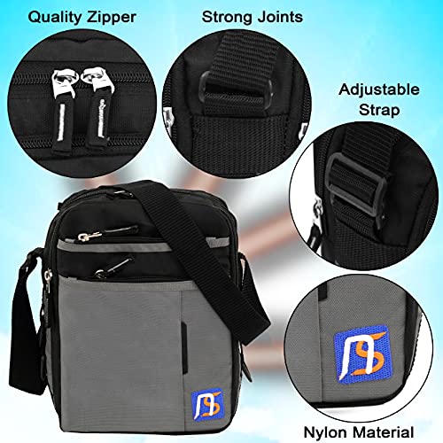 NISUN Stylish Nylon Small 7 Zipper Multi Pocket Sling Cross Body Travel Office Business Messenger One Side Shoulder Bag For Men Women - (Black & Grey, 21 x 10.5 x 27 Cm) - Image 4