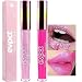 evpct 2Pcs Rose Hot Pink Glitter Metallic Shimmer Diamond Lipstick Lip Gloss Set for Women Long Lasting Waterproof Light Bright Rose Pink Sparkle Glitter Matte Liquid Lipstick Lip Makeup Kit - Image 2