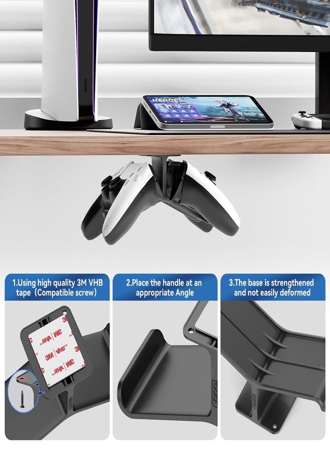 Yocice Controller Holder,Headphone Stand Headset and Controller Stand Under Desk Controller Holder with Strong Double Sided Tape Universal Design for Xbox ONE, PS5, PS4, PC - Image 3