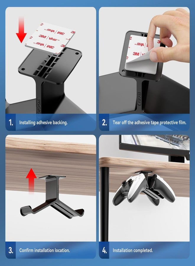 Yocice Controller Holder,Headphone Stand Headset and Controller Stand Under Desk Controller Holder with Strong Double Sided Tape Universal Design for Xbox ONE, PS5, PS4, PC - Image 5