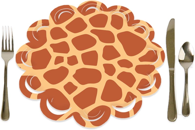 Big Dot of Happiness Big Dot of Happiness Giraffe Print  Safari Party Round Table Decorations  Paper Chargers  Place Setting For 12 - Image 1