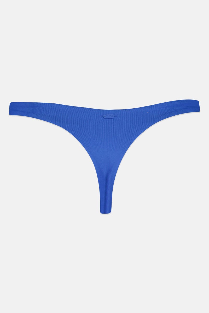Pull & Bear Pacific Republic x Pull And Bear Women Solid Pull On Bikini Bottom, Blue - Image 2