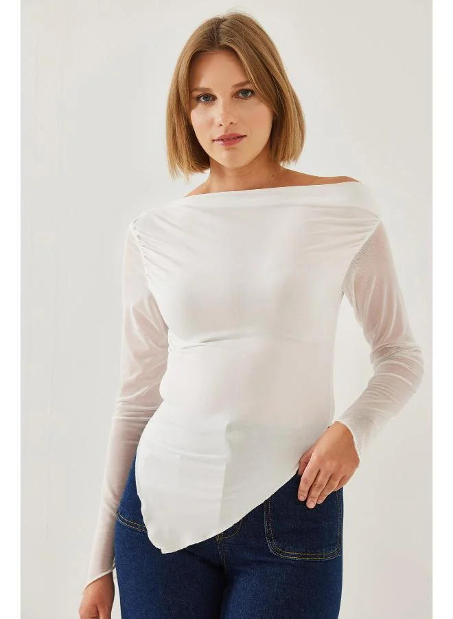 Ginger Assymetric Drop Shoulder Fitted Top