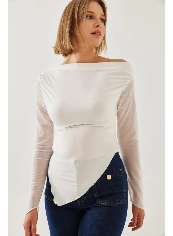 Ginger Assymetric Drop Shoulder Fitted Top