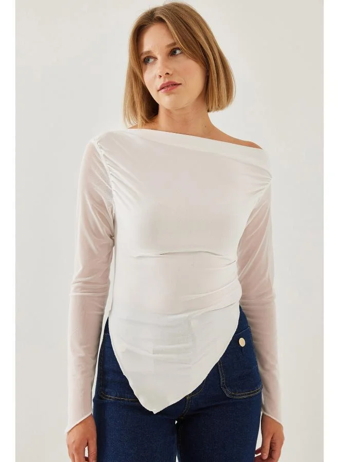 Ginger Assymetric Drop Shoulder Fitted Top