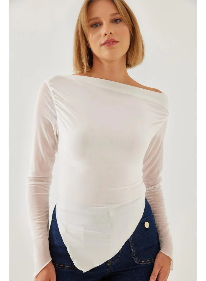 Ginger Assymetric Drop Shoulder Fitted Top