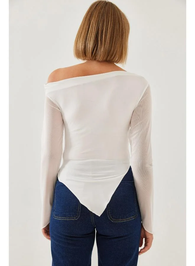 Ginger Assymetric Drop Shoulder Fitted Top