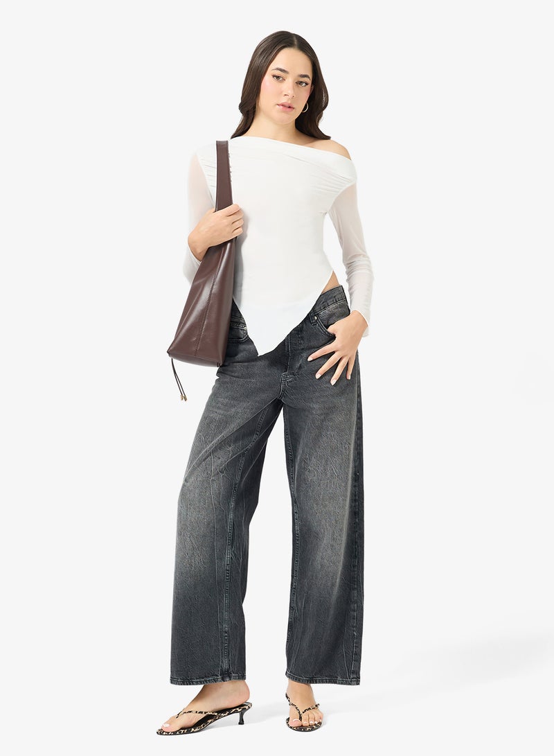 Ginger Assymetric Drop Shoulder Fitted Top - Image 4