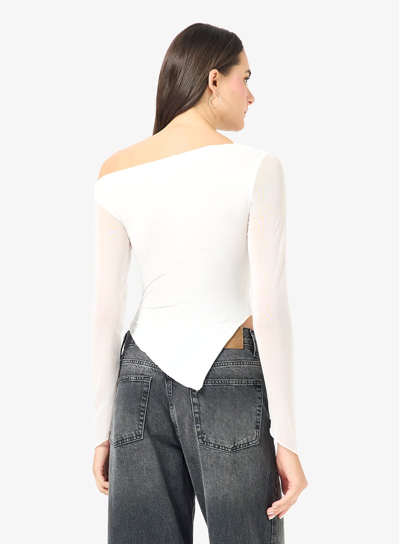 Ginger Assymetric Drop Shoulder Fitted Top - Image 2