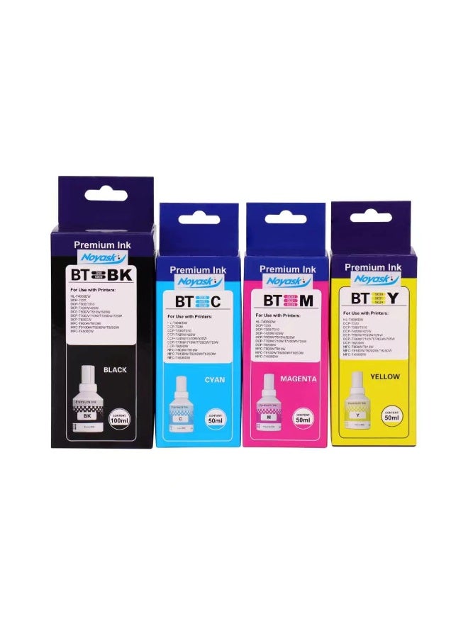Brother 4 Pieces - BTD60BK/BT5000CMY Ink Bottles for DCP-T310 T510W T710W MFC-T810W and T910W Ink Tank Printers