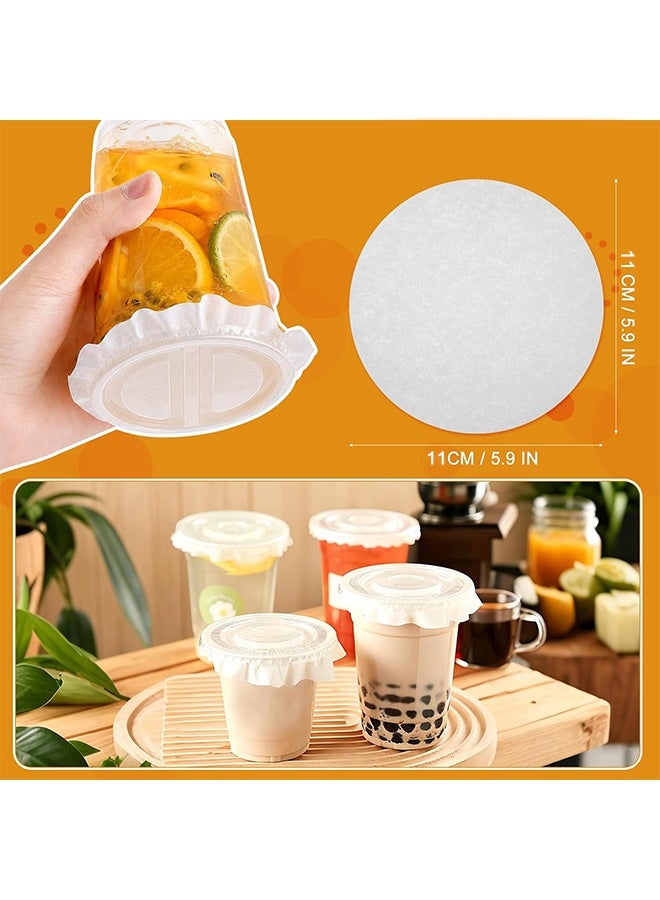 MXN 200 Pcs White Leak-Proof Cap Lid Liners Disposable Beverage Cup Seals - Food Grade Cup Sealing Paper Pads Round Leak‑Proof Paper for Coffee Milk Tea Takeout Drinks and Home Use - Image 2