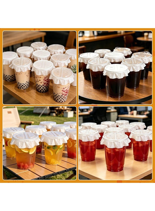MXN 200 Pcs White Leak-Proof Cap Lid Liners Disposable Beverage Cup Seals - Food Grade Cup Sealing Paper Pads Round Leak‑Proof Paper for Coffee Milk Tea Takeout Drinks and Home Use - Image 5