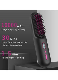 General Wireless hair straightening brush, portable negative ion brush, 12 temperature settings, large 10000 mAh battery and mini carry  - Image 2