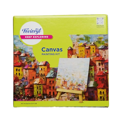 Fevicryl Canvas Painting Kit, All-Inclusive DIY Art Kit with Mini Canvas, Fevicryl Acrylic Colours, Painting Brush and Wooden Easel, Ideal Gift for Students, Beginners and Art Enthusiasts - Image 1