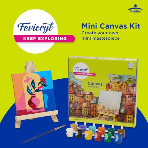 Fevicryl Canvas Painting Kit, All-Inclusive DIY Art Kit with Mini Canvas, Fevicryl Acrylic Colours, Painting Brush and Wooden Easel, Ideal Gift for Students, Beginners and Art Enthusiasts - Image 2