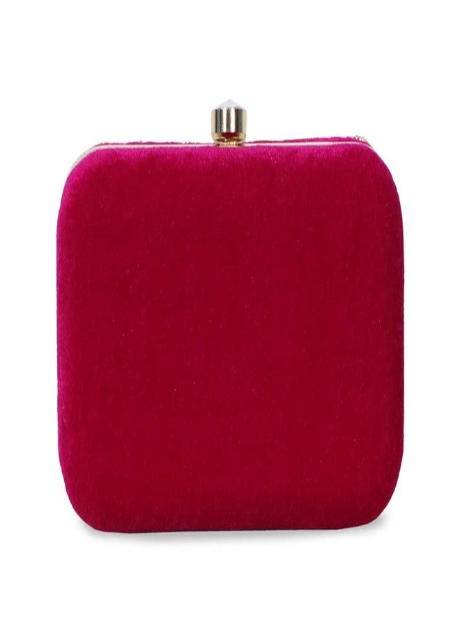 داتشيس حقيبة يد نسائية من دوقة، مصنوعة من المخمل والزركون والزركون (لون فوشيا) - Image 4