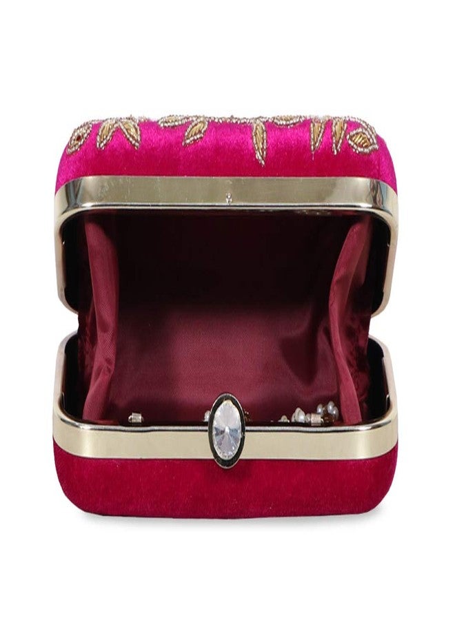 داتشيس حقيبة يد نسائية من دوقة، مصنوعة من المخمل والزركون والزركون (لون فوشيا) - Image 5