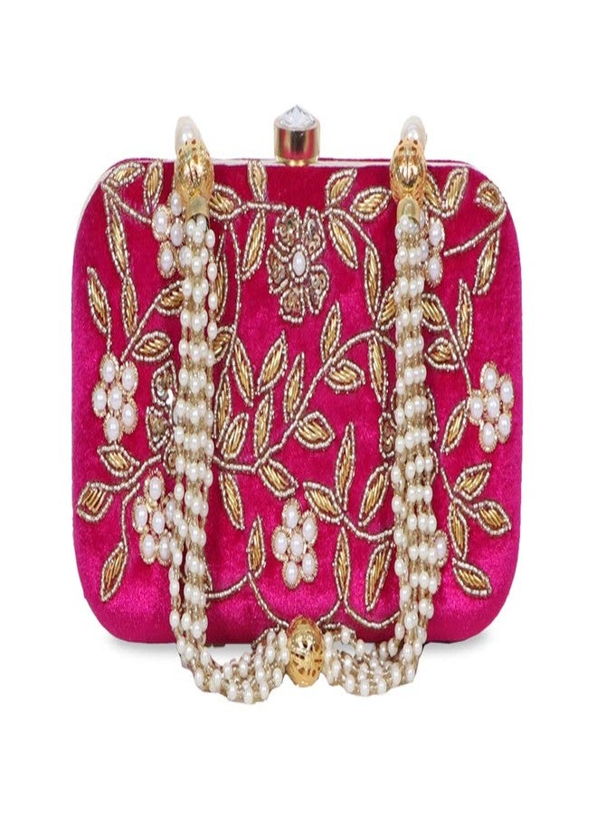 داتشيس حقيبة يد نسائية من دوقة، مصنوعة من المخمل والزركون والزركون (لون فوشيا) - Image 1