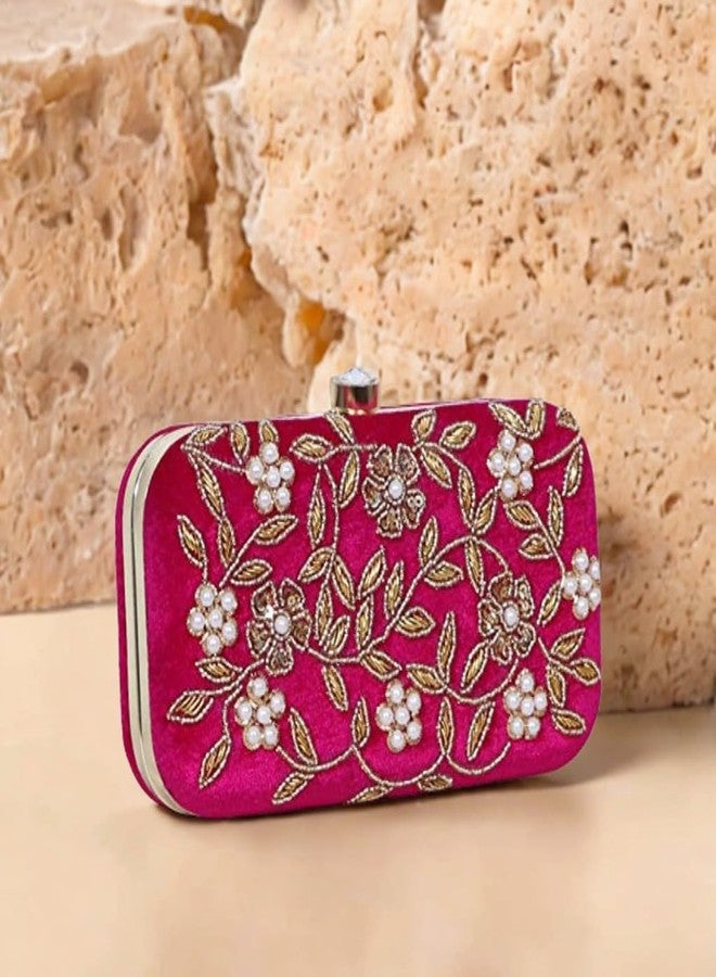 داتشيس حقيبة يد نسائية من دوقة، مصنوعة من المخمل والزركون والزركون (لون فوشيا) - Image 2