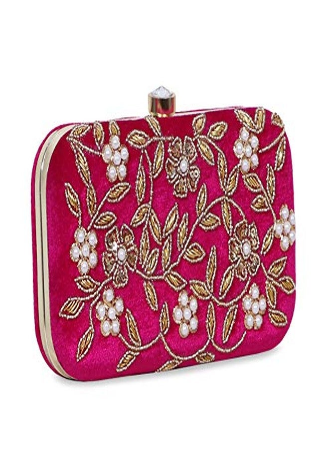 داتشيس حقيبة يد نسائية من دوقة، مصنوعة من المخمل والزركون والزركون (لون فوشيا) - Image 3