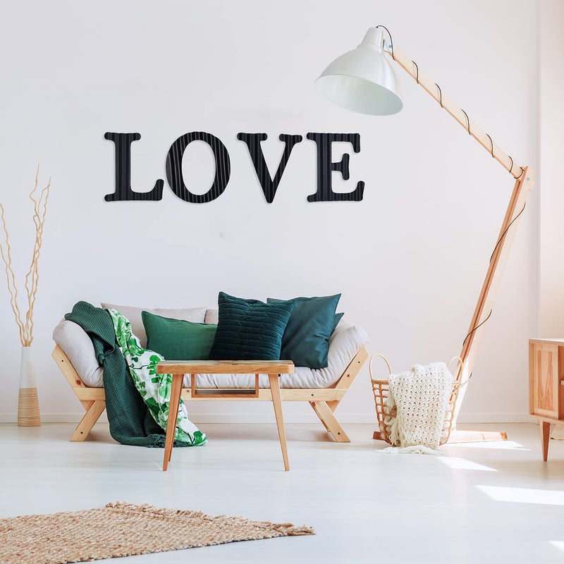 HKOMERE 13.7" Metal Letters for Wall Decor, Corrugated Black Large 3D Letters, Decorative Farmhouse Hanging Alphabet Signs for Home Bedroom Office Wedding Party (B) - Image 4