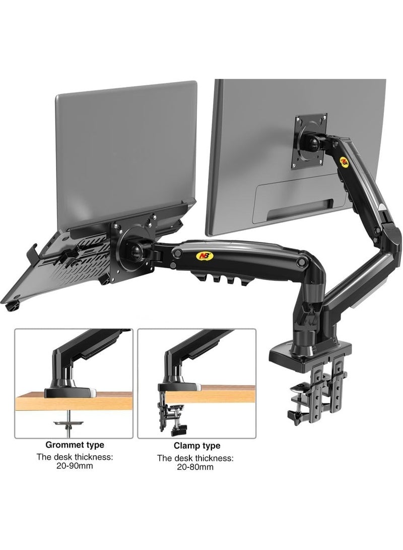 NB North Bayou Nb F160-FP Dual Arm Monitor and Laptop Stand 17-27 inch - Image 4