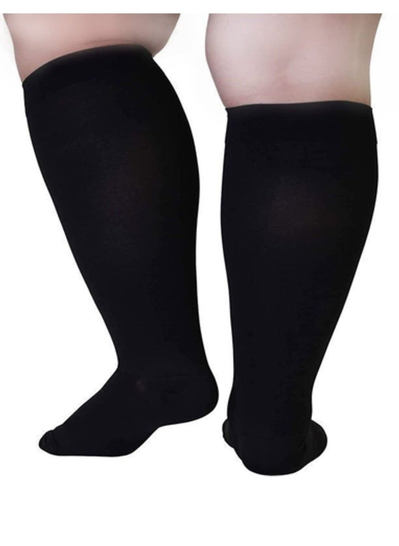 Generic Wide Calf Compression Socks for Women Men, 2 Pairs Plus Size Extra Large Size Support Socks Stockings Reduces Swelling & Pain for Nurses Running Pregnant Travel Flight 20-25 mmHg  - Image 4