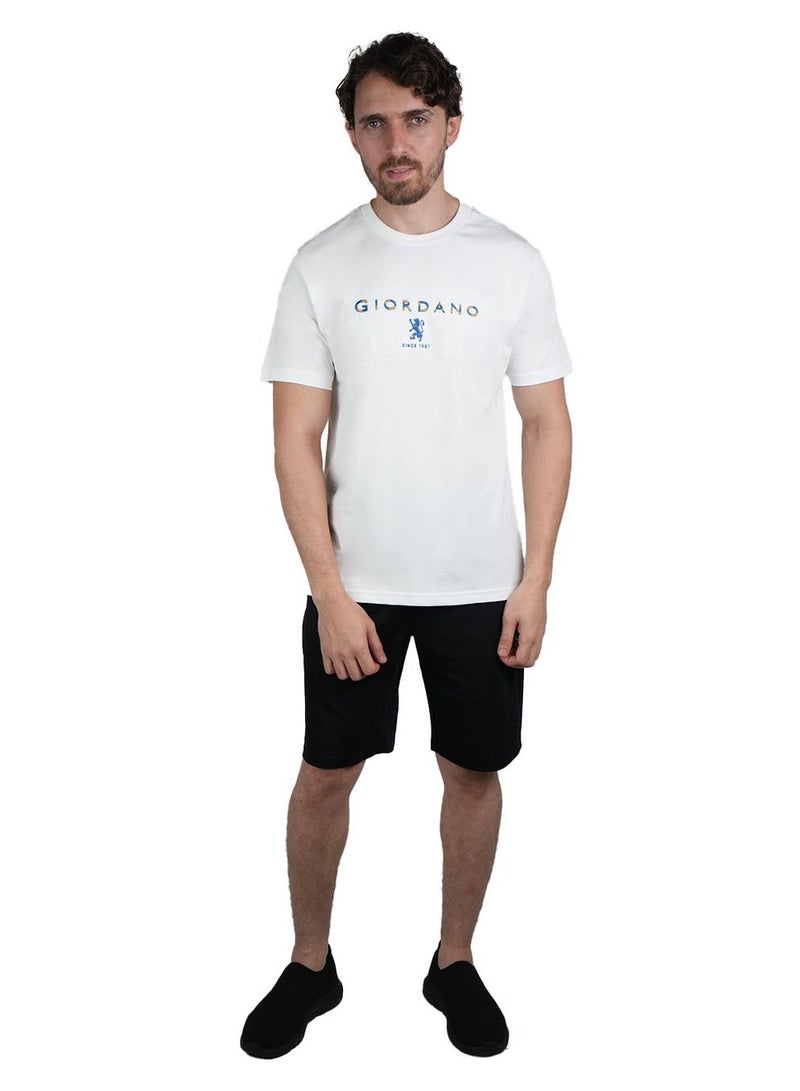GIORDANO Men's Cotton Signature Print Slim Fit Tee - Image 2