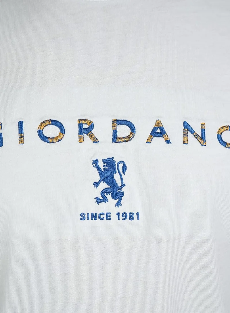 GIORDANO  Men's Cotton Signature Print Slim Fit Tee for Men | Best Price UAE