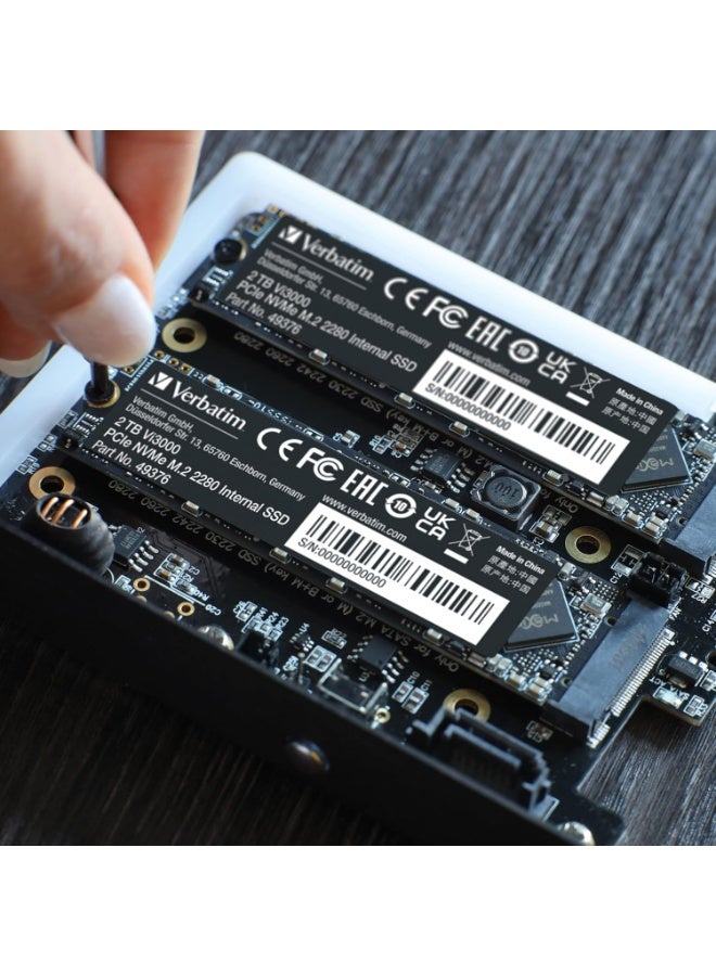 VERBATIM قرص صلب داخلي Verbatim Vi3000 NVMe M.2، قرص SSD داخلي بسعة تخزين 2TB، قرص صلب بحجم PCIe Gen 3، أسود - Image 5